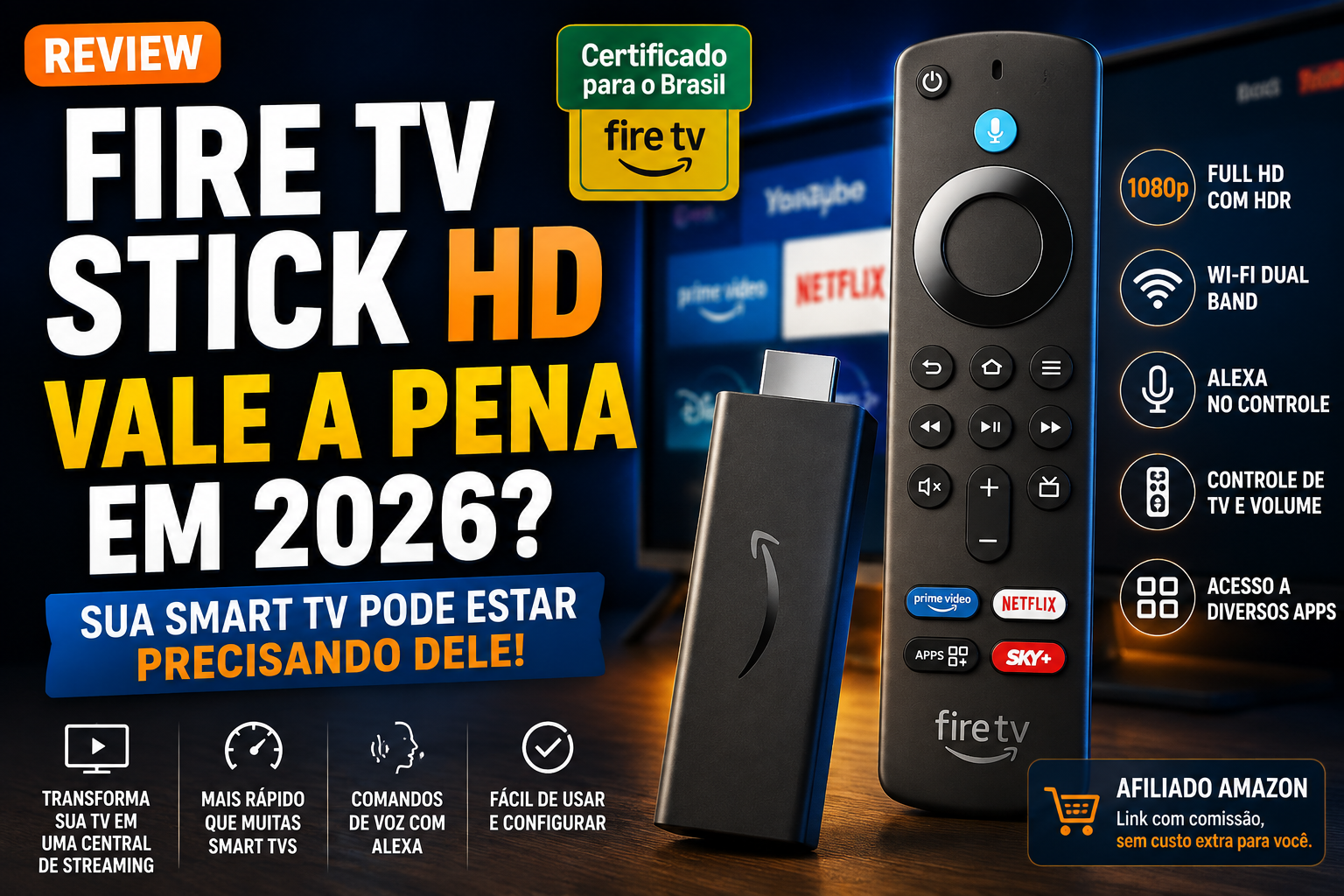 🔥 Fire TV Stick HD Vale a Pena em 2026? Sua Smart TV Pode Estar Precisando Dele