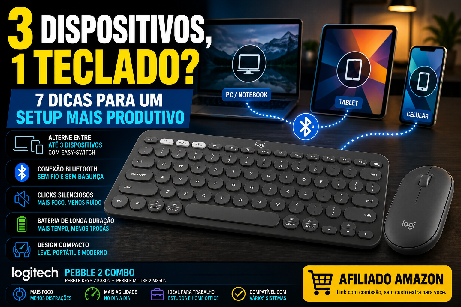 💻 PC, Tablet e Celular no Mesmo Teclado? 7 Dicas Para Criar um Setup Mais Produtivo
